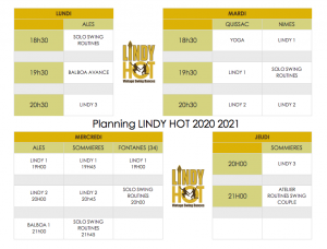 planning Lindy Hot 2020 lindy hop times ales quissac sommiers fontanels